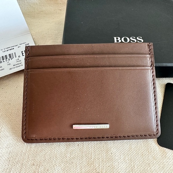 Hugo Boss Dark Brown Leather Card Holder - Picture 2 of 3